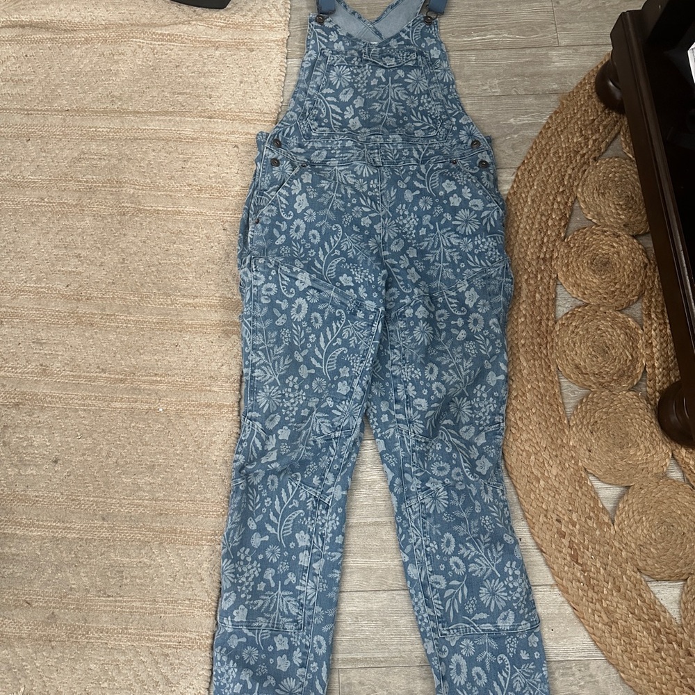 Floral Blue Women's Denim Overalls